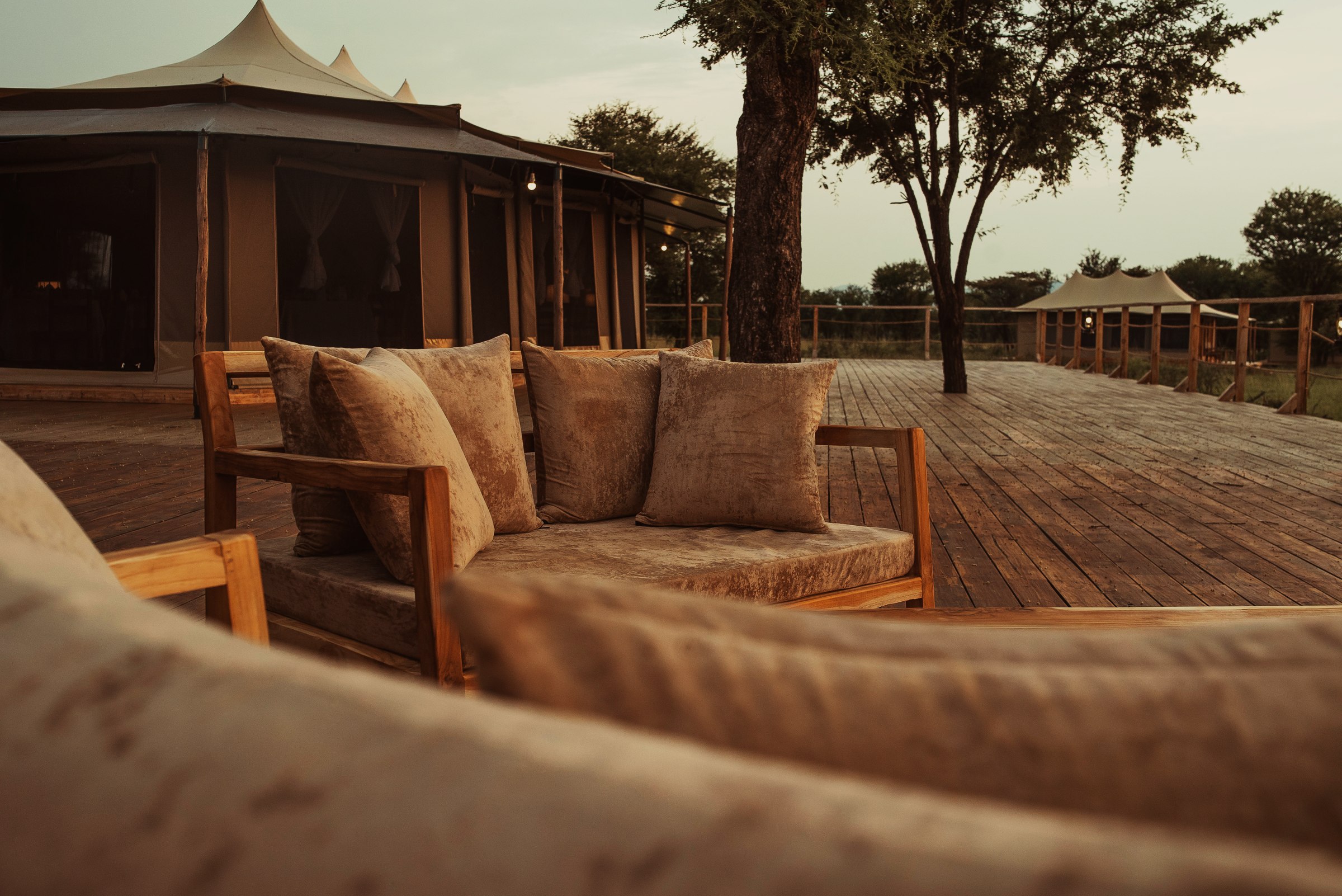 Outdoor lounge deck at Conserve Safari Serengeti